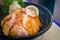Japanese food Rice with Salmon aburi grilled image