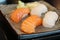 Japanese food - Salmon Sushi and shell sushi
