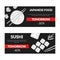 Japanese Food, Sushi Horizontal Sale Banners Set, Voucher Discount Template Vector Illustration