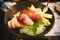 Japanese food. sushi and sashimi big set include salmon, tuna, otoro and lobster
