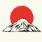 Japanese fujiyama mountain vintage concept