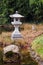 Japanese garden for calm meditation - bamboo forest, water, stone lantern, heron
