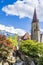 Japanese Garden of Friendship in Interlaken. View of the Church