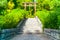 The japanese gate in the botanical garden of Villa Carlotta on Lake Como, Lombardy, Italy