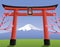 Japanese gate and Fuji mountain