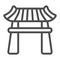 Japanese gazebo with roof, lotus pavillion line icon, architecture concept, garden vector sign on white background