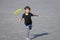 Japanese girl playing flying disc