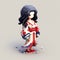 Japanese Girl Voxel Art Figurine: A Playful Exploration Of Texture And Contrast