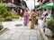 Japanese girls in kimono visiting Kyoto