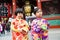 Japanese girls in national kimono clothes in Tokyo