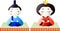 Japanese Gradation cute Hina dolls on tatami sheet
