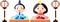Japanese Gradation Hina dolls on tatami sheet with paper lantern