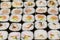 Japanese great sushi and roll set on a white background