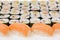 Japanese great sushi and roll set on a white background