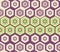 Japanese Green Purple Honeycomb Vector Seamless Pattern