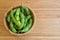 Japanese green soy bean on the table.