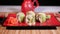 Japanese Green Sushi On Plate With Chopsticks On Bamboo Background