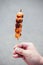 Japanese grilled Mitarashi Dango skewer with salty sweet sauce i