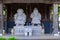 Japanese guardian statues at the traditional street in Tokyo