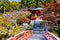 Japanese Heritage. Serene Famous Daigo-ji Temple During Beautiful Red Maples Autumn Season at Kyoto City in Japan