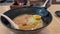 Japanese hot pot ramen with egg vegetable and slice pork