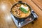 Japanese hotpot buta akakara nabe with pork and spicy soup