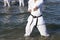 Japanese karate martial arts at the beach