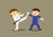 Japanese Karate Versus Chinese Kung Fu Vector Illustration