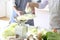 Japanese kitchen, image of couple cooking