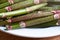 Japanese knotweed stalks on a plate