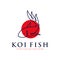 Japanese koi fish logo with line art, monoline, outline concept design vector template illustration. aquarium, business symbol