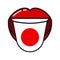 Japanese language tongue with flag Japan open woman smile mouth