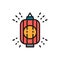 Japanese lantern, traditional lamp flat color line icon.