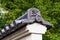 Japanese Lion pattern ceramic roof tile settled on the roof of sensoji temple, Tokyo Japan.