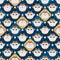 Japanese lucky owl diamond inside seamless pattern