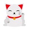Japanese maneki neko lucky cat fortune symbol success kitty toy cartoon vector illustration.