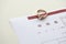 Japanese marriage registration blank document and wedding proposition ring on table