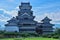 Japanese Matsumoto Black Castle front view with tenshukaku