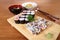Japanese menu sushi salad and soup