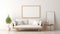 Japanese Minimalism: 3d Render Of Wooden Sofa In White Frame Room