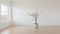 Japanese Minimalism: Delicate Flowers And Subtle Colors In An Empty Living Room