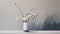 Japanese Minimalism: White Flowers In Vase - Uhd Image