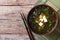 Japanese miso soup on the table. top view of a horizontal