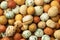 Japanese mixed coated peanuts full frame close up