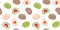 Japanese mochi seamless pattern. Colored mochi with different fillings