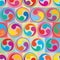 Japanese Mon circle rotate colorful seamless pattern