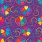 Japanese Mon ume rotate colorful symmetry seamless pattern