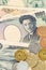 Japanese money yen banknote and coins