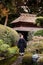 Japanese monk, priest in japanese Garden at Jiko-in temple