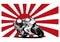 Japanese motorcycle yakuza gangs with flag of rising sun vector